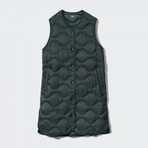 Dark Green Uniqlo Ultra Light Down Long Vest | AXBOH-8529