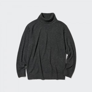 Dark Grey Uniqlo 100pct Cashmere Turtleneck Jumper | HQYCT-4803