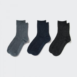 Dark Grey Uniqlo Glitter Socks Three Pairs | CIQFD-7290