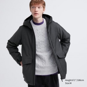 Dark Grey Uniqlo Hybrid Down 3d Cut Parka | NKJHF-0437