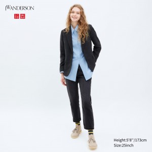 Dark Grey Uniqlo Slim Fit Straight Leg Jeans | TDBXU-9354