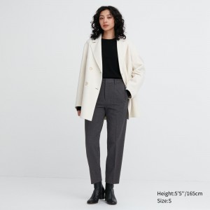 Dark Grey Uniqlo Smart Brushed Herringbone Ankle Length Trousers | UCQRI-3285