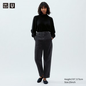 Dark Grey Uniqlo Straight Leg Jeans | RYPGT-5692