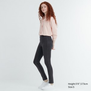 Dark Grey Uniqlo Ultra Stretch Denim Leggings Long | HMKIE-0193