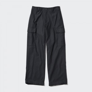 Dark Grey Uniqlo Wide Straight Leg Cargo Trousers Long | UFNTS-1905
