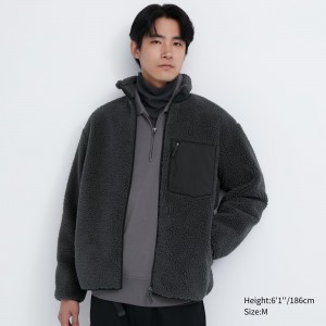 Dark Grey Uniqlo Windproof Outer Fleece Jacket | PEYCI-5483