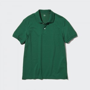 Green Uniqlo Dry Pique Polo Shirt | WGFQM-6921