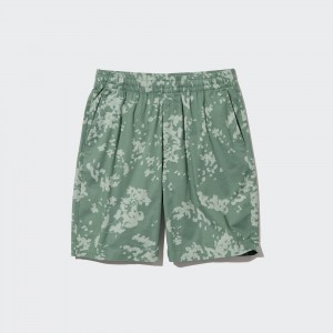 Green Uniqlo Dry Stretch Leaf Print Easy Shorts | YNCTU-1845