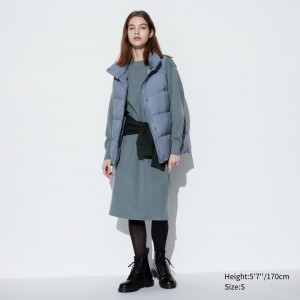 Green Uniqlo Souffle Yarn Smooth Long Sleeved Dress | MXNDQ-0745
