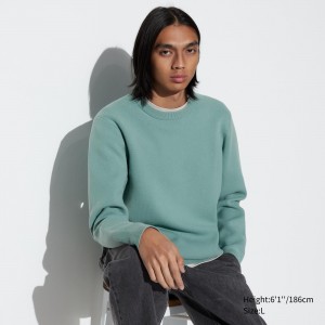 Green Uniqlo Washable Milano Ribbed Crew Neck Jumper | PELUN-5490