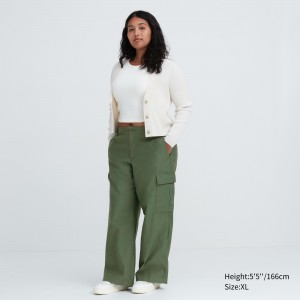 Green Uniqlo Wide Straight Leg Cargo Trousers | GKXOW-7462
