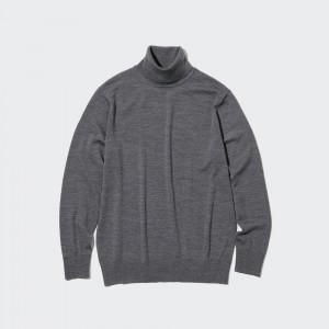 Grey Uniqlo 100pct Extra Fine Merino Turtleneck Jumper | XKUJD-4362