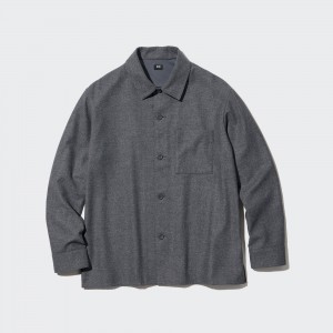 Grey Uniqlo Brushed Twill Overshirt | STERA-9874