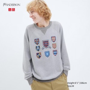 Grey Uniqlo College Sweatshirt | SMZQP-9583