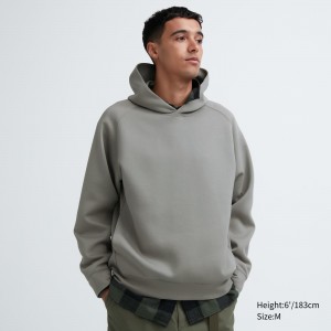 Grey Uniqlo Dry Sweat Stretch Pullover Hoodie | HTZWY-5642