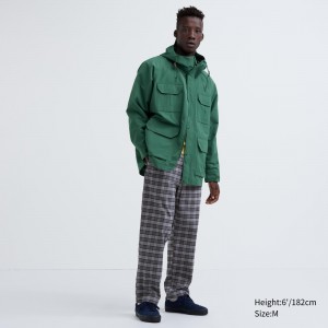 Grey Uniqlo Flannel Easy Patterned Ankle Length Trousers | ZHBMG-4825