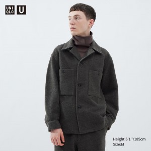 Grey Uniqlo Fleece Jersey Overshirt | SZVGE-9371