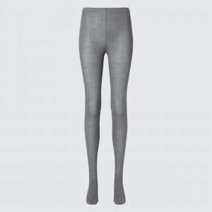 Grey Uniqlo Heattech Ribbed Knitted Thermal Tights | GIPMQ-8236