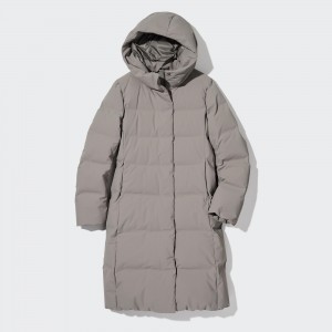 Grey Uniqlo Seamless Down Long Coat | UBPAR-8561