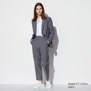 Grey Uniqlo Smart Ankle Length Trousers | YFWBG-8356