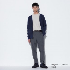 Grey Uniqlo Smart Gunclub Checked Ankle Length Trousers | ZXAYM-8610