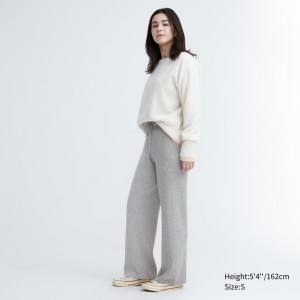 Grey Uniqlo Washable Knit Ribbed Trousers | WXNZG-3849