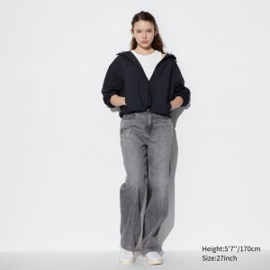 Grey Uniqlo Wide Straight Leg Jeans | XBQEK-3142