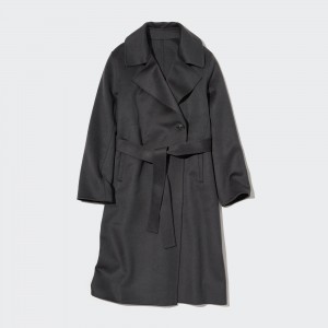 Grey Uniqlo Wool Blend Oversized Long Coat | LENDR-6073