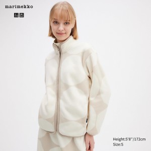 Light Grey Uniqlo Printed Fleece Jacket | KOEXS-4623