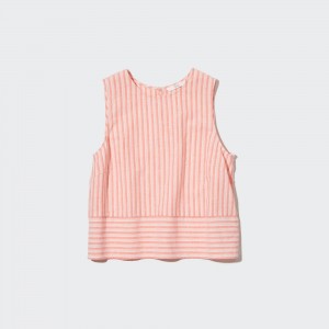 Light Orange Uniqlo Linen Blend Sleeveless Blouse | NYCUD-1738