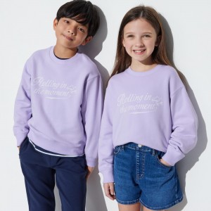 Light Purple Uniqlo Ultra Stretch Graphic Sweatshirt | VFPWH-8561