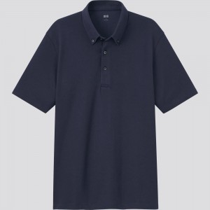 Navy Uniqlo Airism Pique Polo Shirt 2021 Season | NDJCM-9461