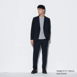Navy Uniqlo Airsense Ultra Light Wool Look Trousers | JLBGC-2479