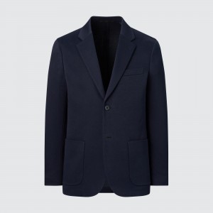 Navy Uniqlo Comfort Blazer Jacket | LOJXM-0138
