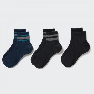 Navy Uniqlo Ribbed Socks Three Pairs | HRJQW-1738