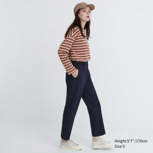 Navy Uniqlo Smart Ankle Length Trousers | PTFCY-8095