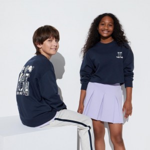 Navy Uniqlo Ultra Stretch Graphic Sweatshirt | MDXRY-7154