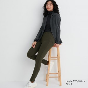 Olive Uniqlo Heattech Ultra Stretch High Rise Thermal Leggings Trousers | SBIUN-0918