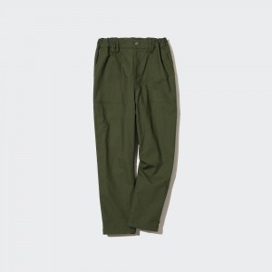 Olive Uniqlo Stretch Warm Lined Baker Trousers | MNPAX-4962