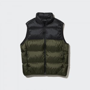 Olive Uniqlo Ultra Light Down Colour Block Vest | BORZF-6908