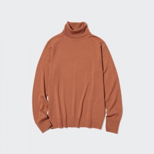 Orange Uniqlo 100pct Extra Fine Merino Turtleneck Jumper | SPCRZ-5021