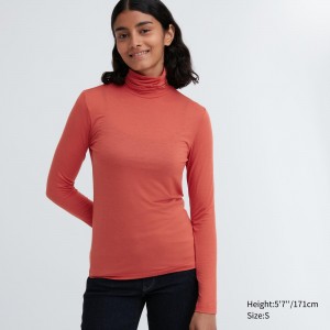 Orange Uniqlo Heattech Ultra Light Turtleneck Long Sleeved Thermal Top | VRIJD-4231