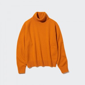 Orange Uniqlo Premium Lambswool Turtleneck Jumper | AERPL-2489