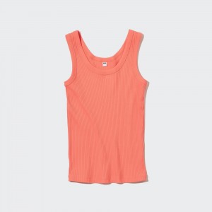 Orange Uniqlo Ribbed Tank Top | YUMIZ-3618