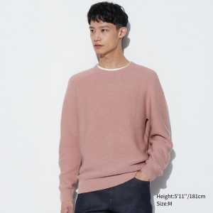Pink Uniqlo 3d Knit Seamless Crew Neck Jumper | NEBWM-6571