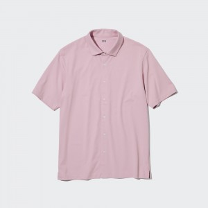 Pink Uniqlo Airism Polo Shirt Open Collar | XZMKQ-6478