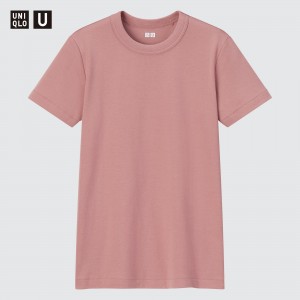 Pink Uniqlo Crew Neck Short Sleeved T-Shirt | JGSOK-5301