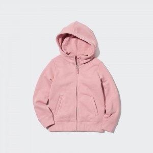 Pink Uniqlo Pile Lined Sweat Zipped Hoodie | VNDBJ-6053