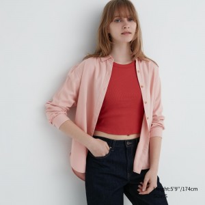 Pink Uniqlo Soft Brushed Long Sleeved Shirt | BWDQZ-9368