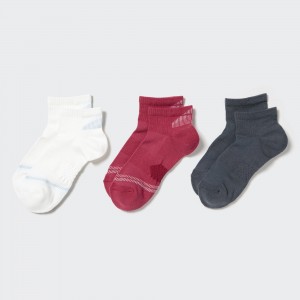 White Uniqlo Ankle Sports Socks Three Pairs | VOLWZ-7120